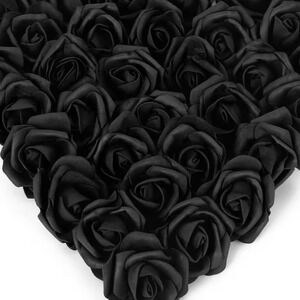 200 Pk Black Roses Artificial Flowers for‎ Decoration, Fake Foam Rose Heads, 2"